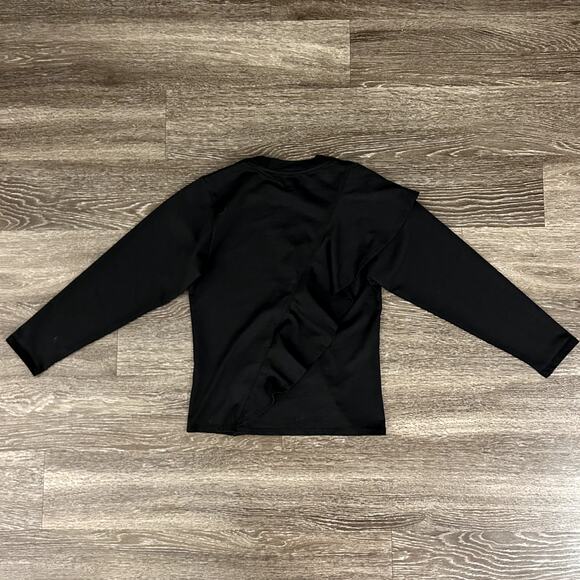 EUC Nation Los Angeles Farrah Top Black Sz XS Asymmetric Ruffle Sleeve Chic Tee - Picture 8 of 16